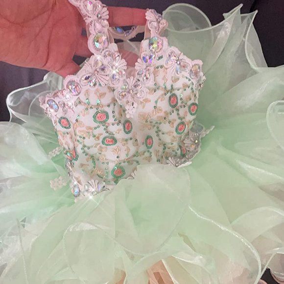 NEW Beautiful Sparkling Bling Rhinestone Mint Pink Baby Gown Flower Girl…